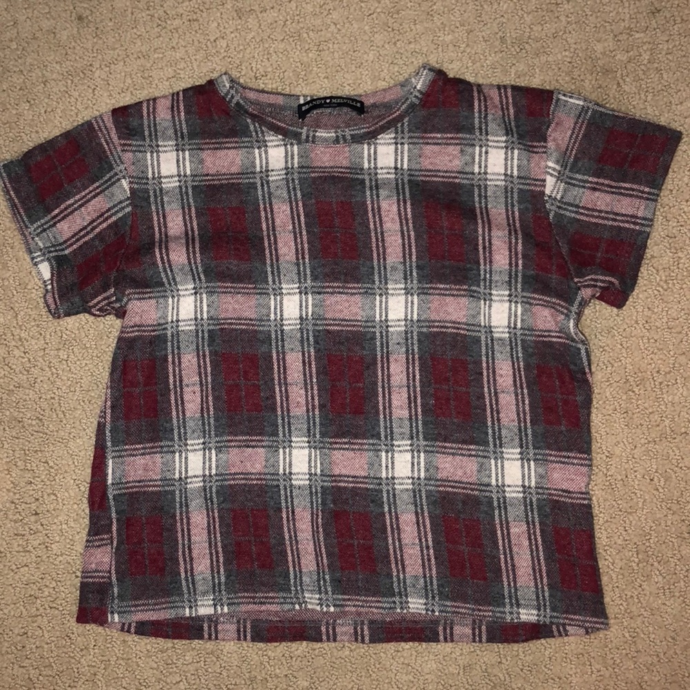Brandy Melville cropped plaid shirt